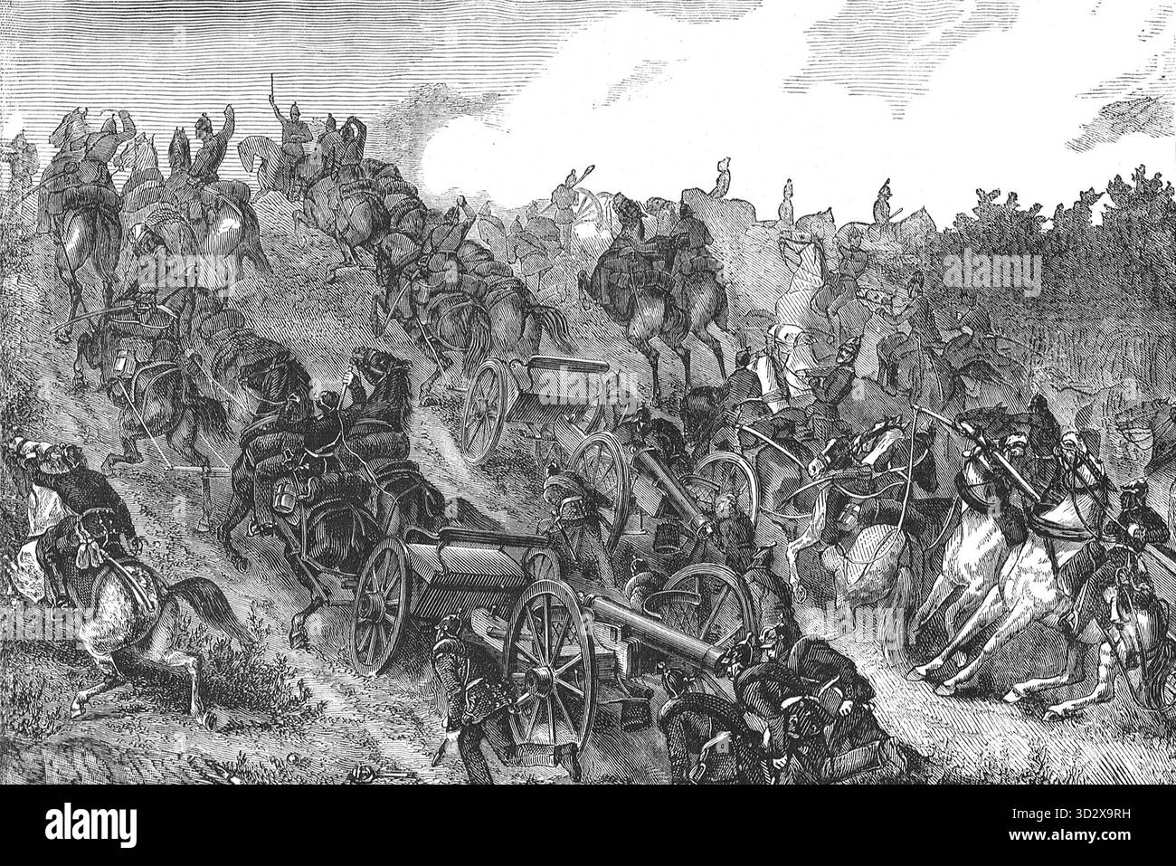 Risollevando i cannoni prussiani, nella battaglia di Gravelotte del 18 agosto 1870 durante la guerra franco-prussiana Foto Stock