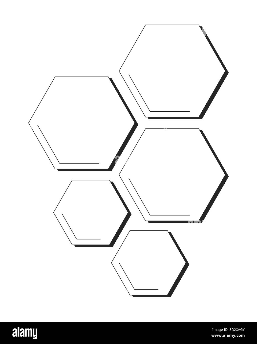 Piastrelle esagonali per decorazioni a parete oggetto linea 2D. Illustrazione Vettoriale