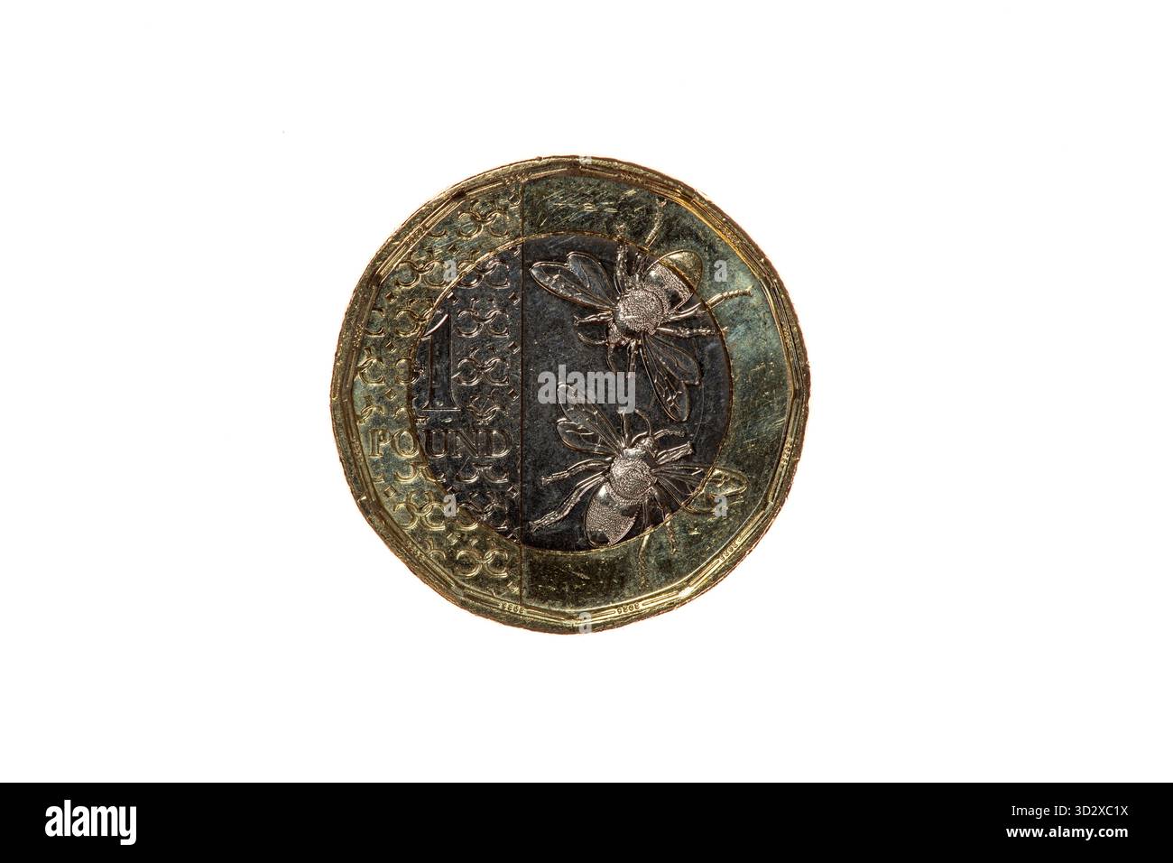 2025 Re Carlo III nuovo design moneta in sterline - una libbra - rovescio Foto Stock