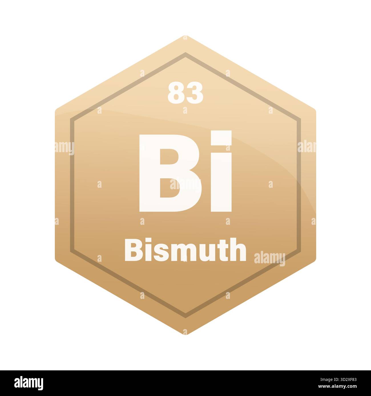 Piastrella elemento chimico bismuto. Numero atomico 83. Segno chimico BI. Esagono vettoriale arancione pallido. EPS 10. Illustrazione Vettoriale