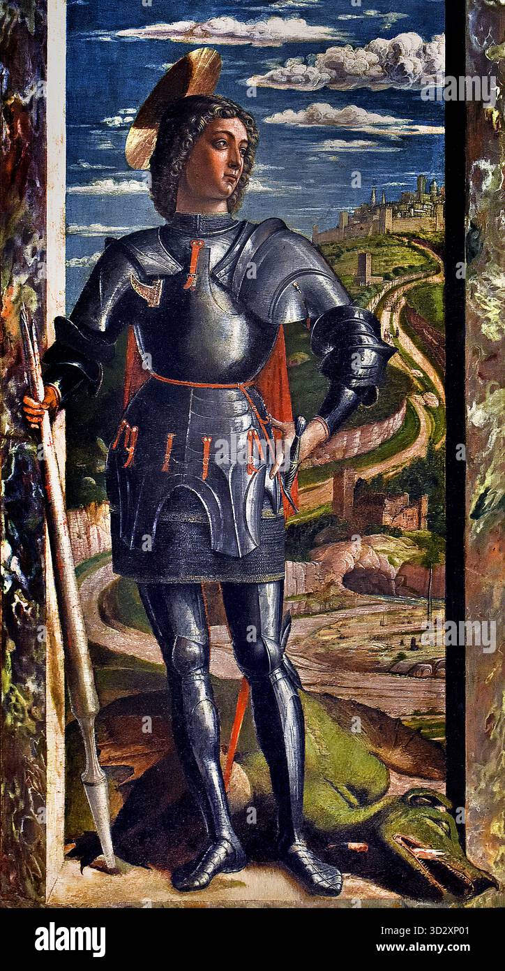 San Giorgio 1460 di Andrea Mantegna, 1431-1506, Italia, Italiano, ( Cavaliere del Drago ) Foto Stock