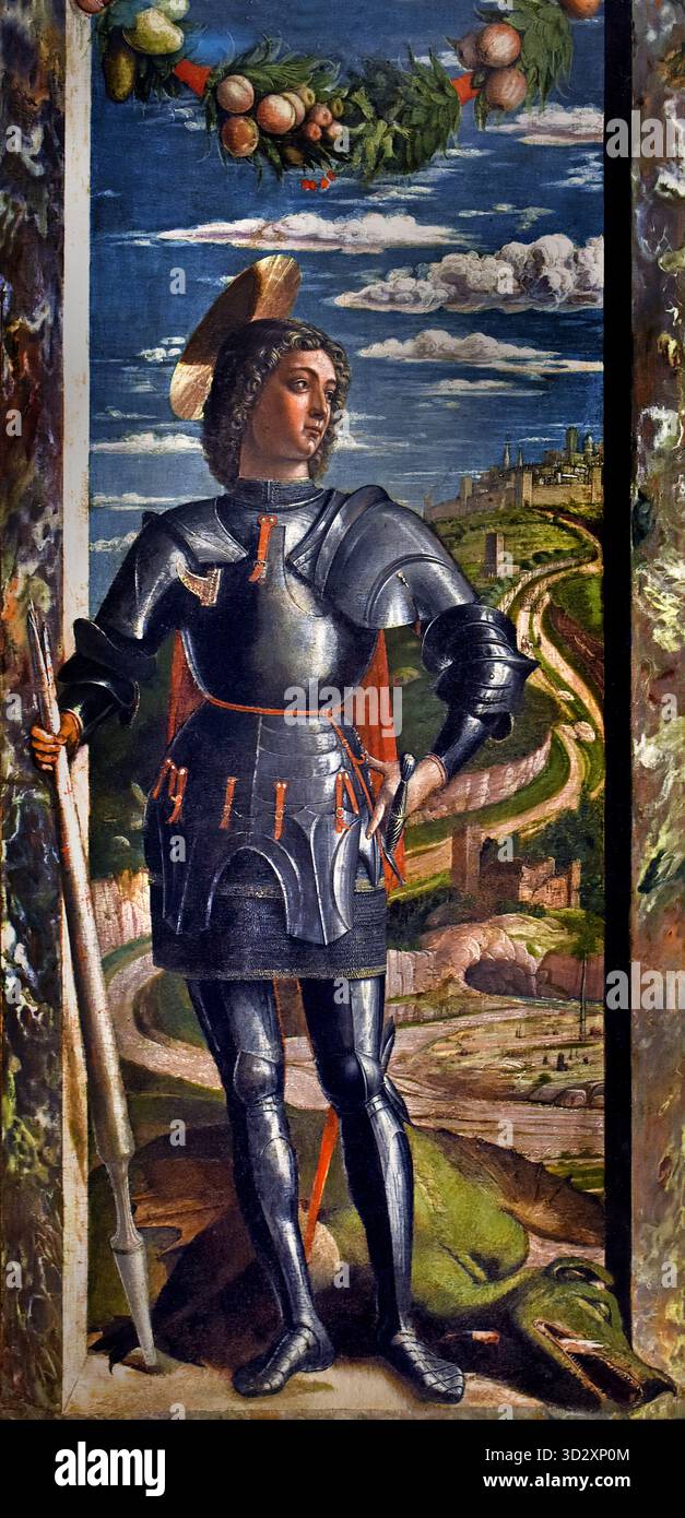 San Giorgio 1460 di Andrea Mantegna, 1431-1506, Italia, Italiano, ( Cavaliere del Drago ) Foto Stock