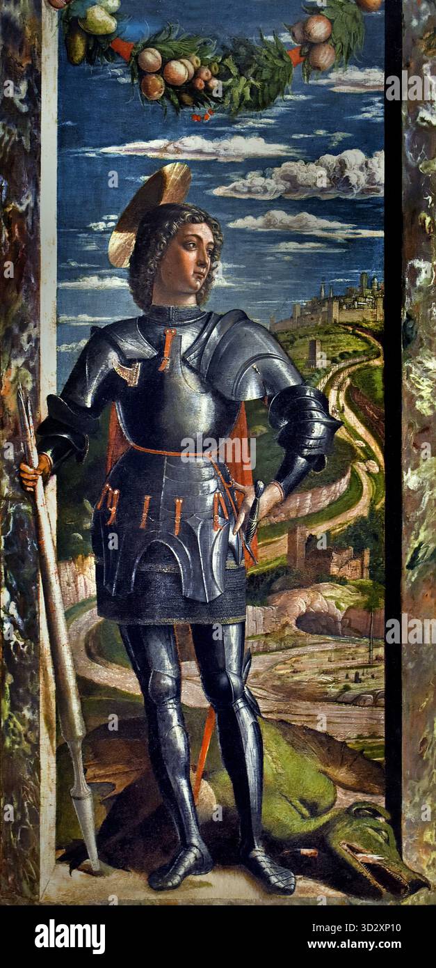 San Giorgio 1460 di Andrea Mantegna, 1431-1506, Italia, Italiano, ( Cavaliere del Drago ) Foto Stock