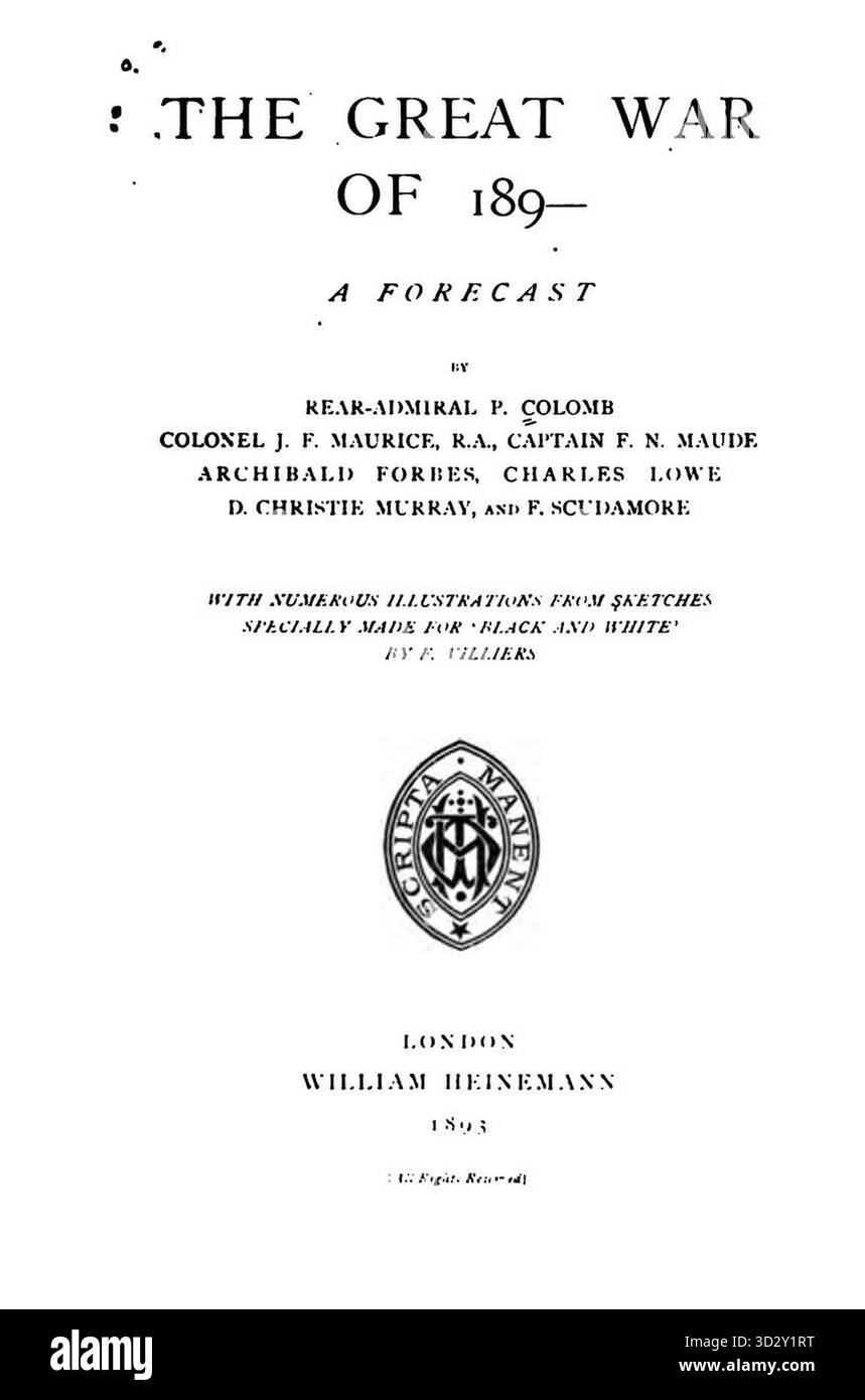 P. H. Colomb et al. - La grande Guerra del 189. Una previsione - titlepage, 1892. Foto Stock