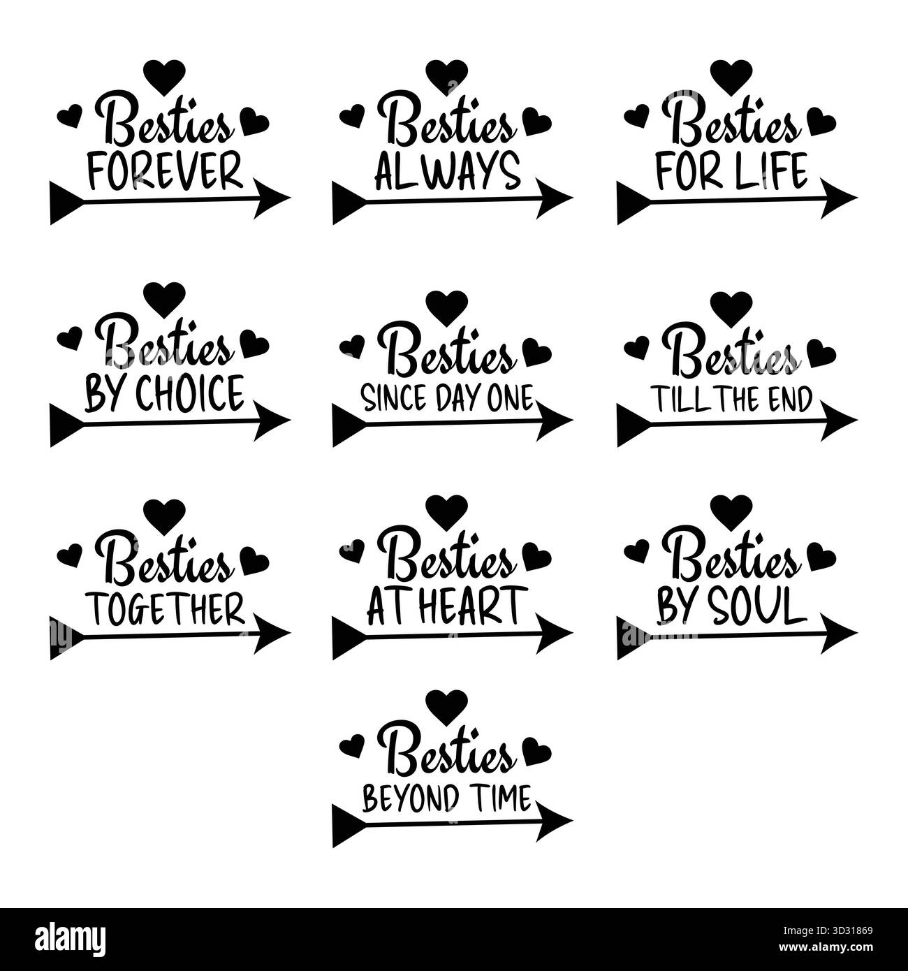 Pacchetto SVG besties Forever Illustrazione Vettoriale