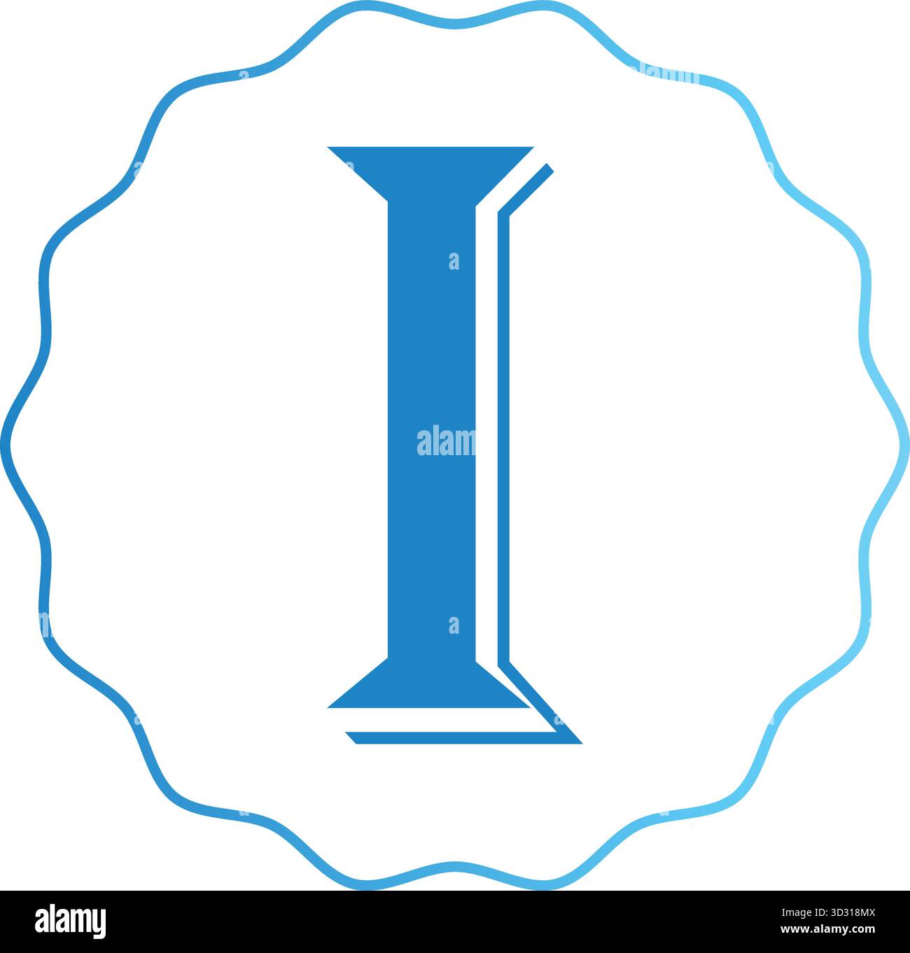 Disegno vettoriale Letter i gradiente isolato su sfondo bianco. Perfetto per classifiche didattiche, tipografia creativa, poster alfabetici e disegni di logo. Illustrazione Vettoriale