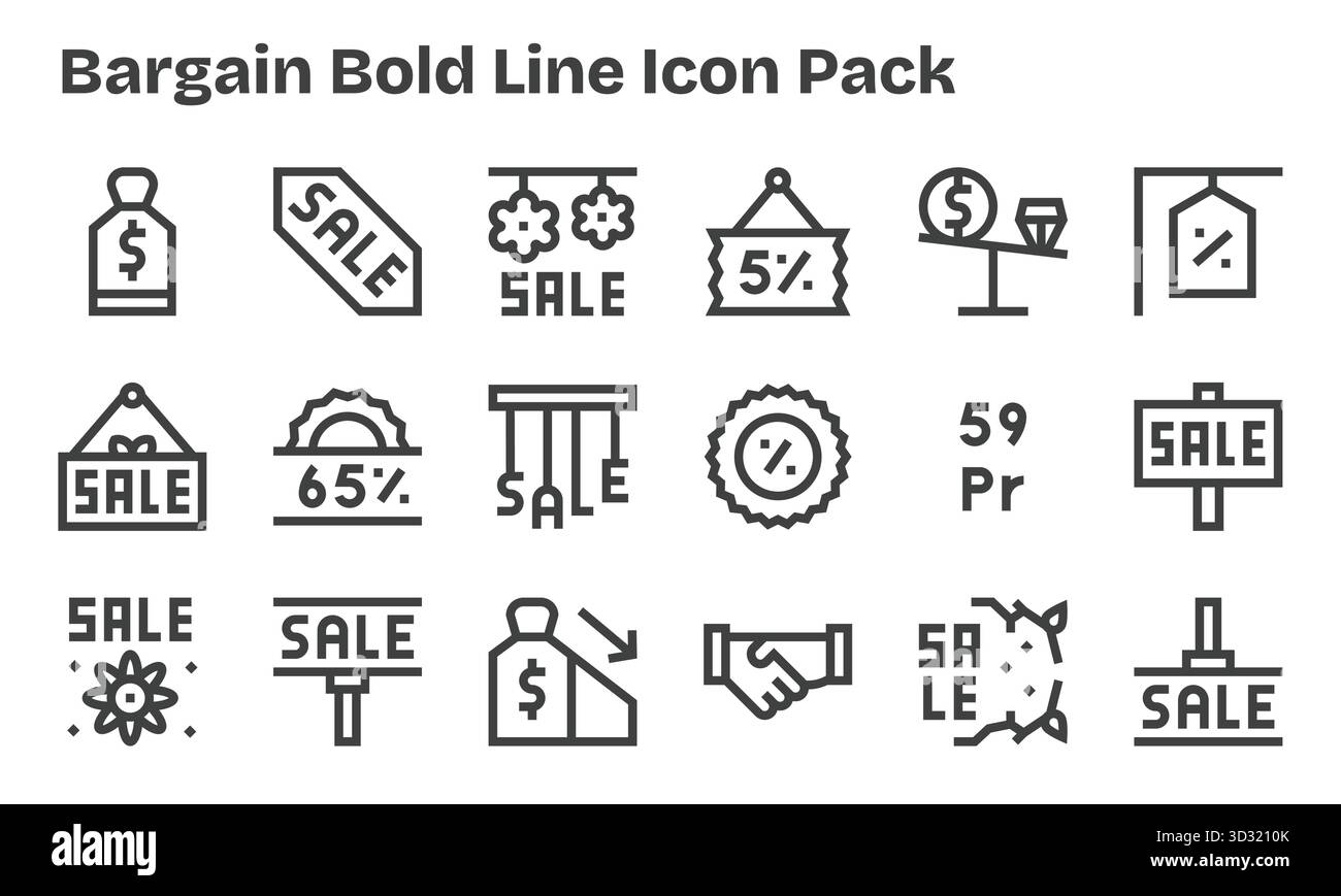 Un set dinamico di 18 icone in stile Bold Line, studiate per occasioni e adatte per prodotti digitali. Illustrazione Vettoriale