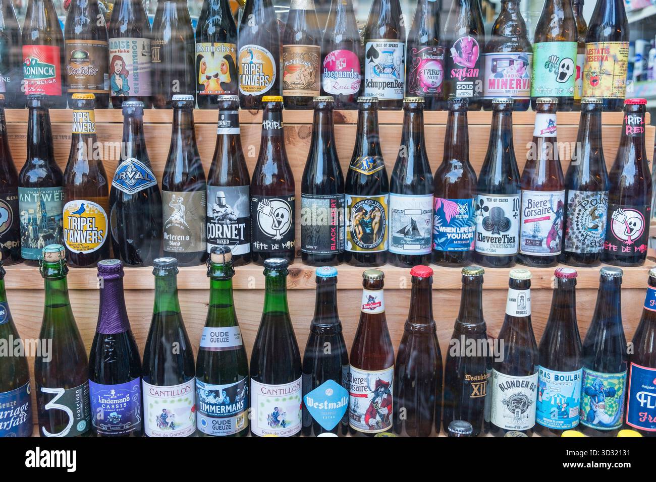 Bottiglie di birra belga Anversa Belgio Foto Stock