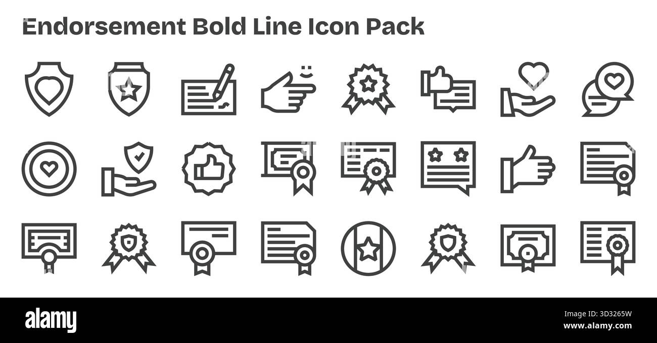 Scarica 24 icone scalabili in grassetto progettate per essere approvate, adatte per progetti professionali e creativi. Illustrazione Vettoriale