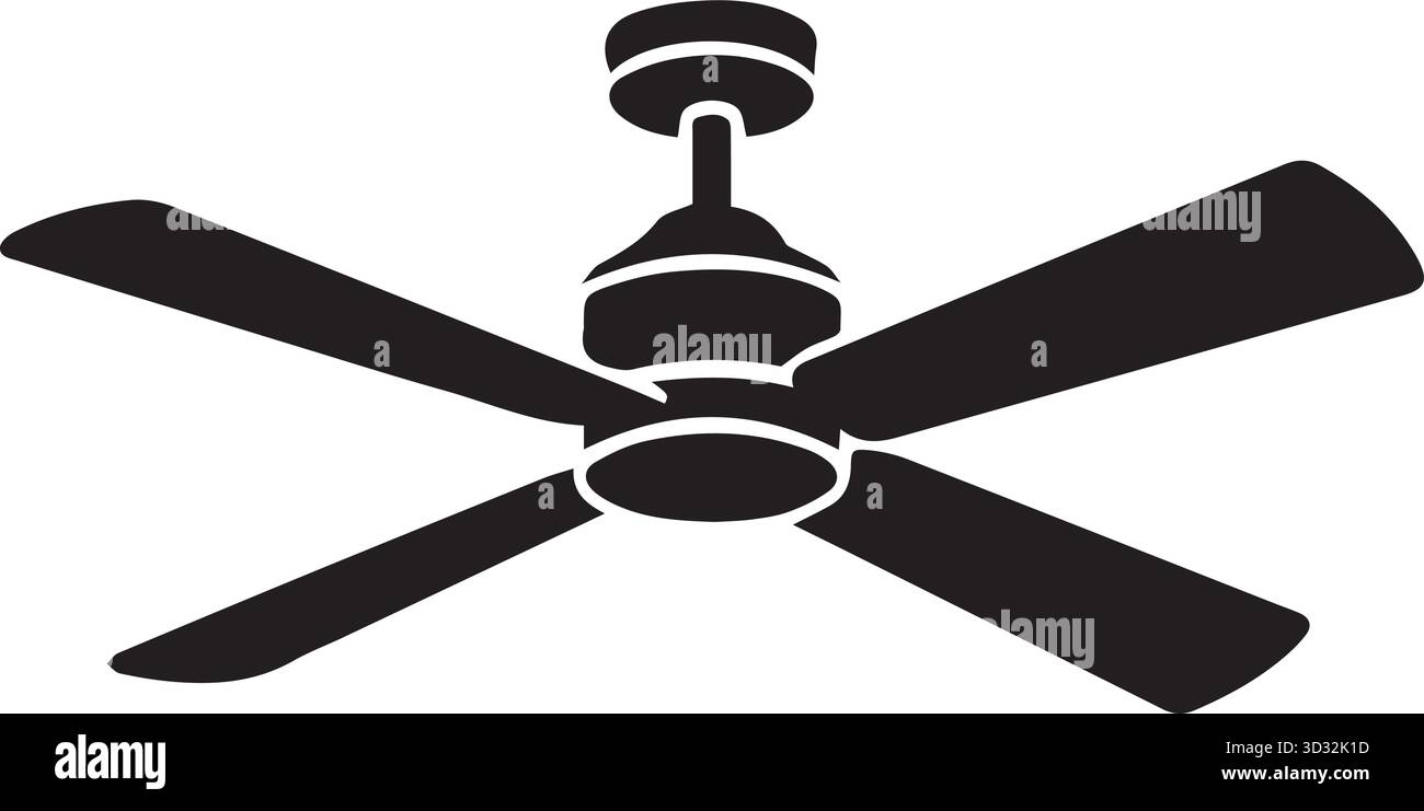 Ventilatore a soffitto moderno per il raffreddamento di casa e ufficio Illustrazione Vettoriale