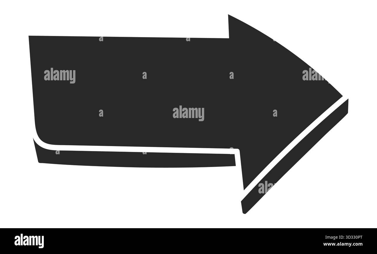 Una freccia tridimensionale in grigio scuro è rivolta verso destra il design è minimalista e pulito, perfetto per la navigazione o la direzione Illustrazione Vettoriale