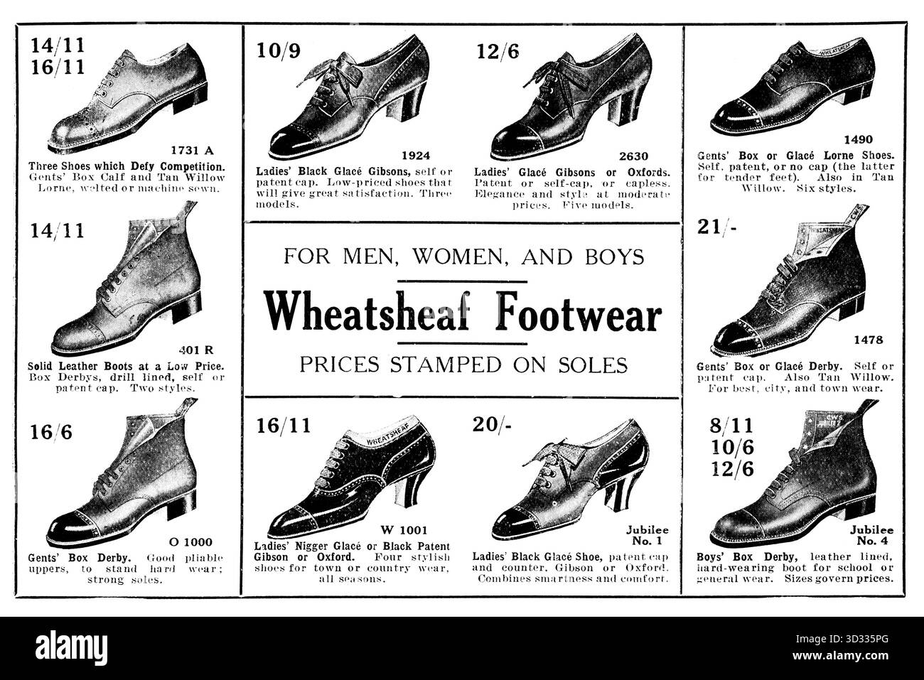 Co-operative Society, pubblicità di calzature a marchio Wheatsheaf nel 1925 «The Producer» Magazine Foto Stock