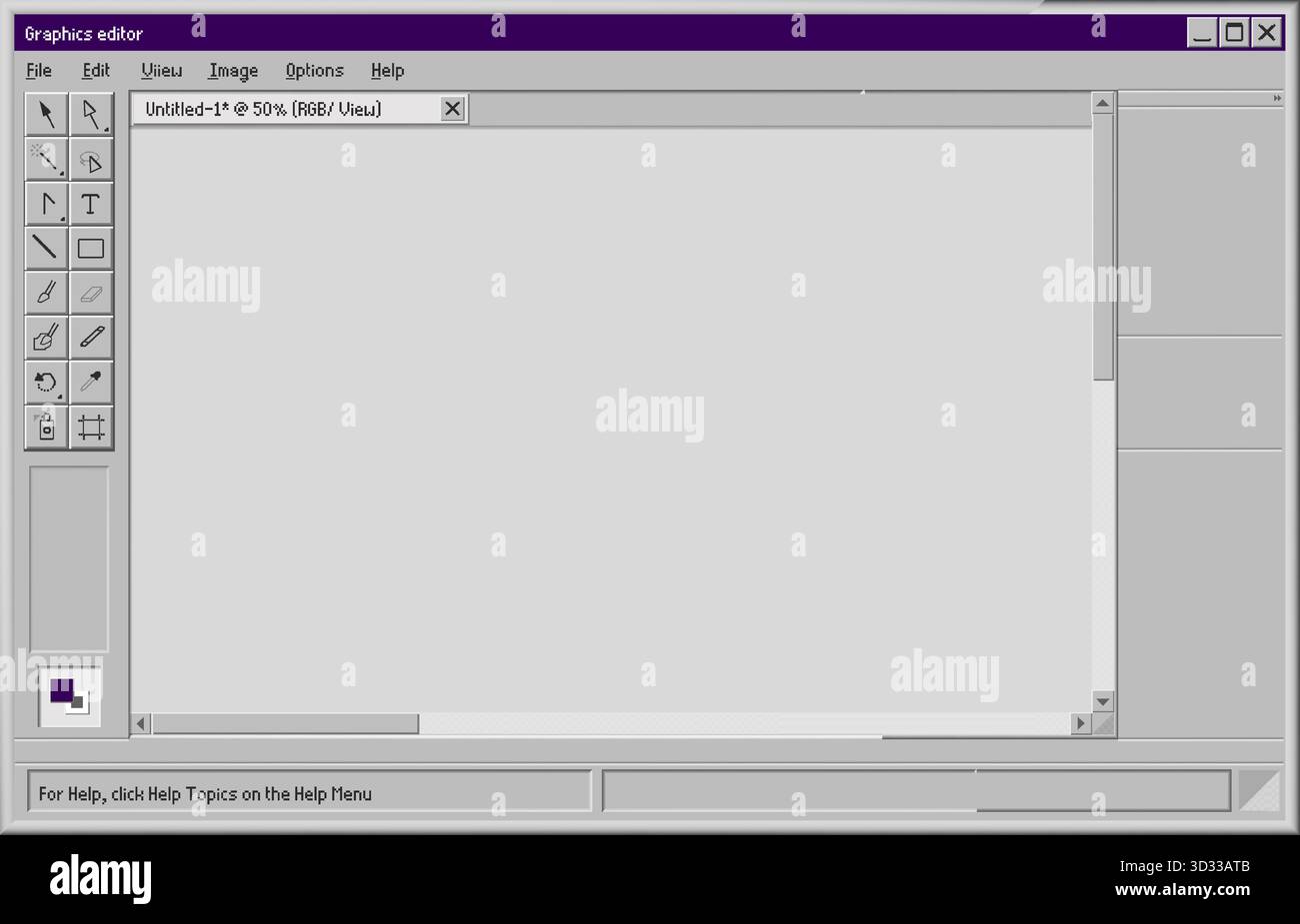 Interfaccia dell'editor grafico retro con barra degli strumenti e menu Illustrazione Vettoriale