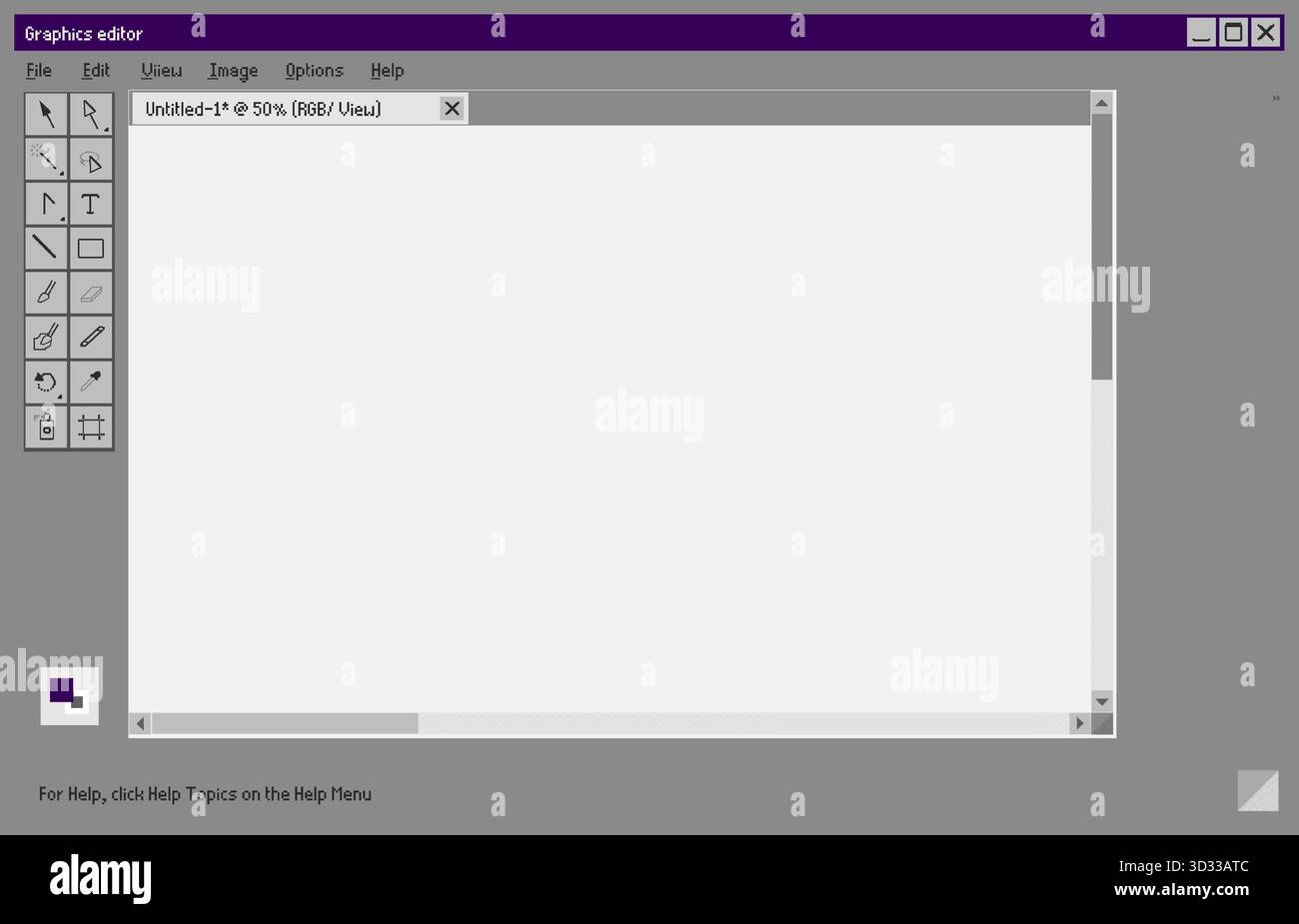 Interfaccia utente dell'editor grafico retro con barra degli strumenti e opzioni di menu Illustrazione Vettoriale