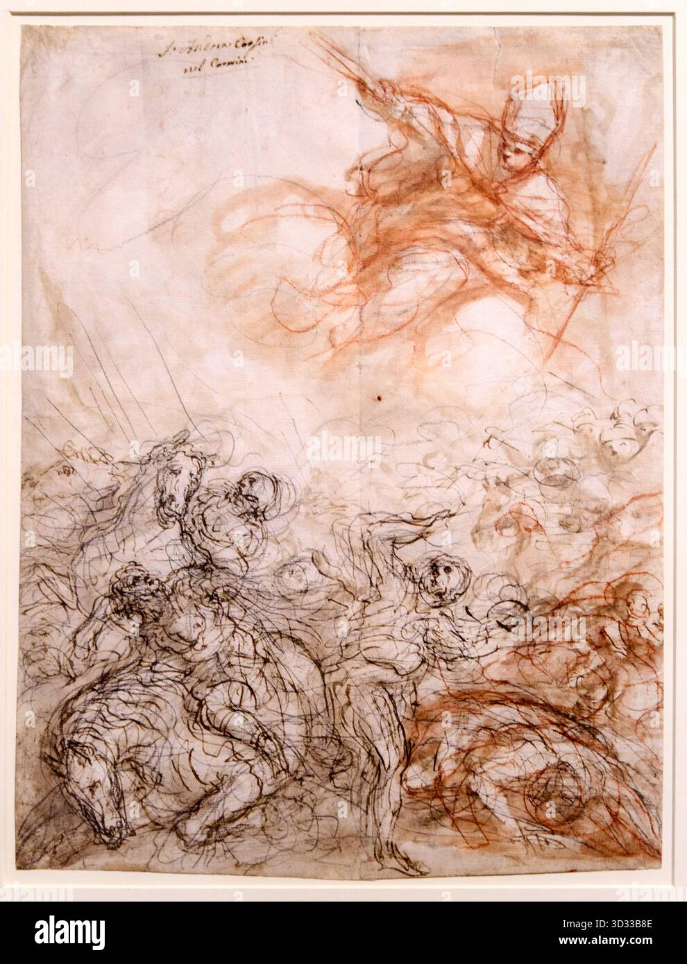 Giovan Battista Foggini, Sant'Andrea Corsini appare ai fiorentini, 1684, penna, matita nera, acquerello brunastro e rossastro e gesso rosso su W Foto Stock