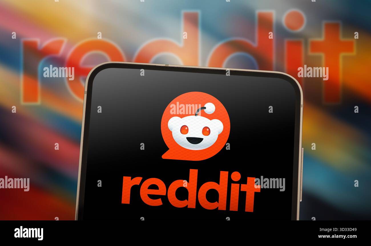 Reddit - nuova piattaforma social - visualizzato su dispositivo mobile Foto Stock