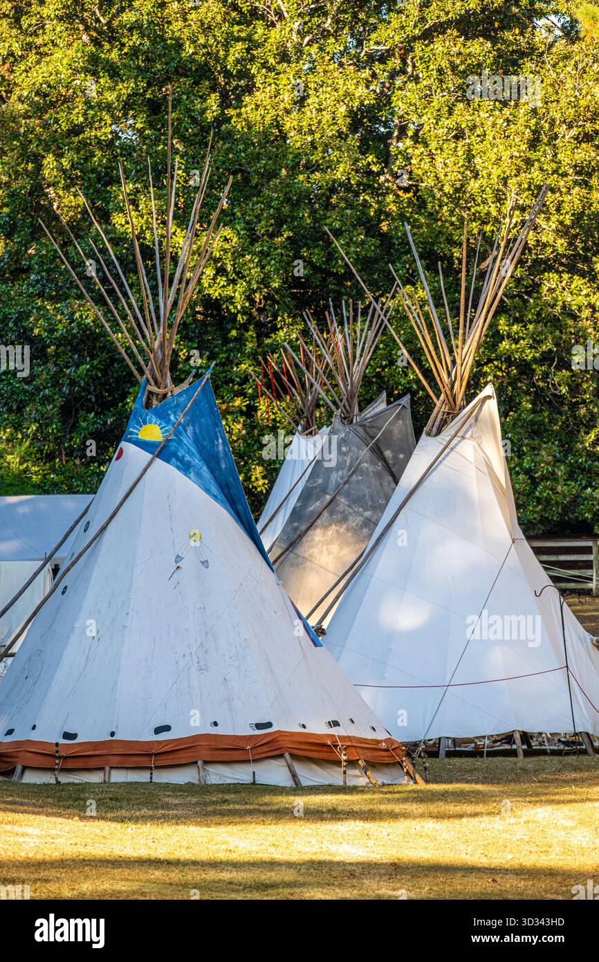 Teepee al Native American Festival & Pow Wow allo Stone Mountain Park di Atlanta, Georgia. (USA) Foto Stock