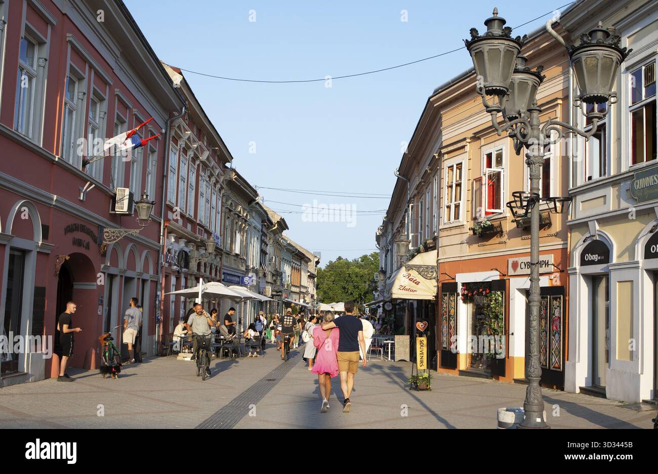Via Dunavska o Danube, zona pedonale, città vecchia, Novi Sad, provincia della Vojvodina, Serbia Foto Stock