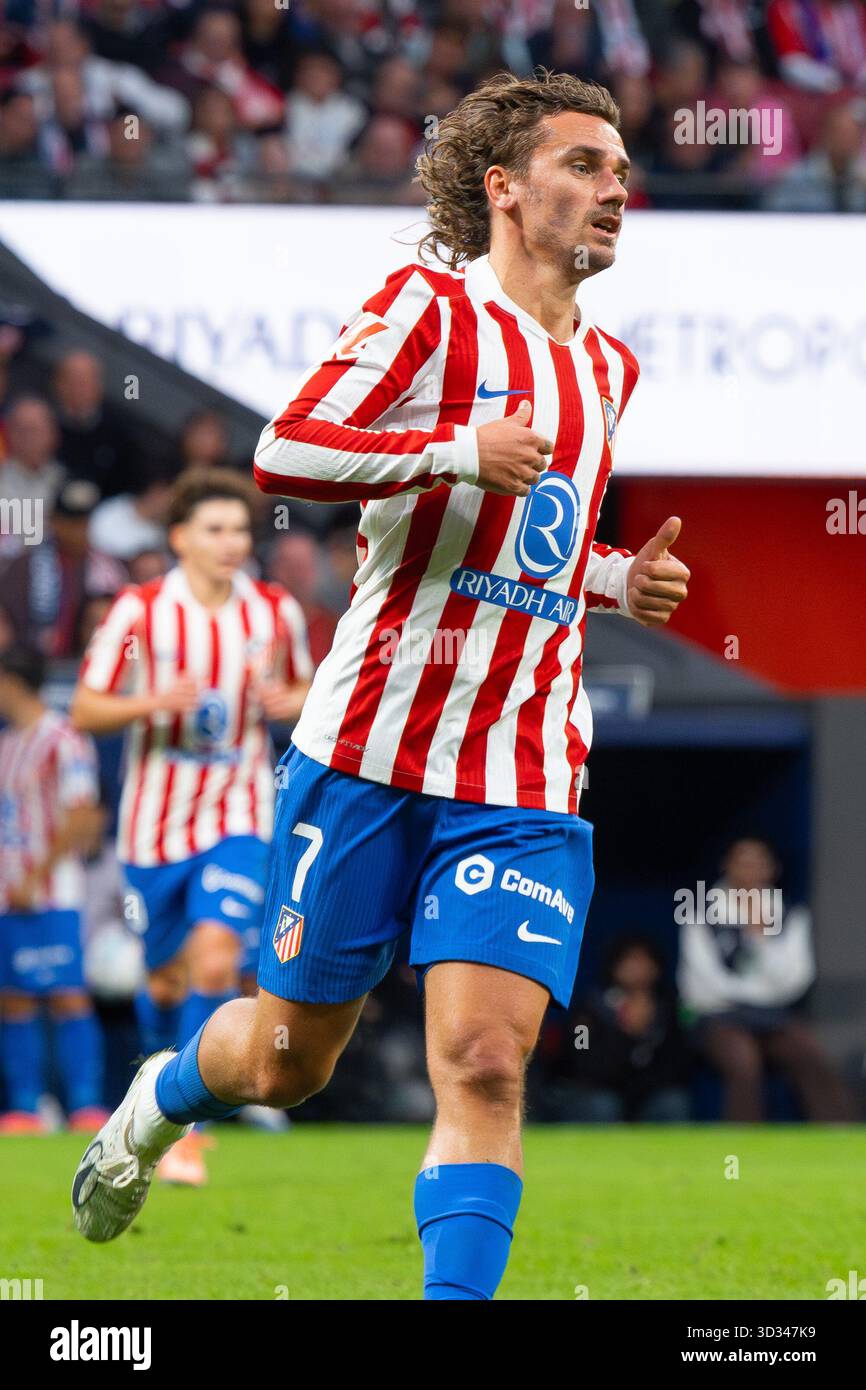 Antoine Griezmann dell'Atlético de Madrid durante la partita LaLiga EA Sports tra l'Atlético de Madrid e il Siviglia FC allo stadio Metropolitano Foto Stock