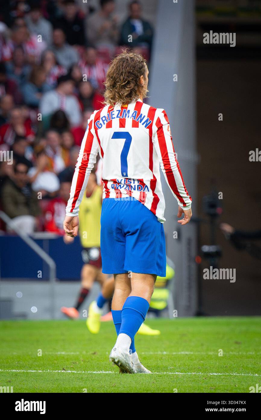 Antoine Griezmann dell'Atlético de Madrid durante la partita LaLiga EA Sports tra l'Atlético de Madrid e il Siviglia FC allo stadio Metropolitano Foto Stock