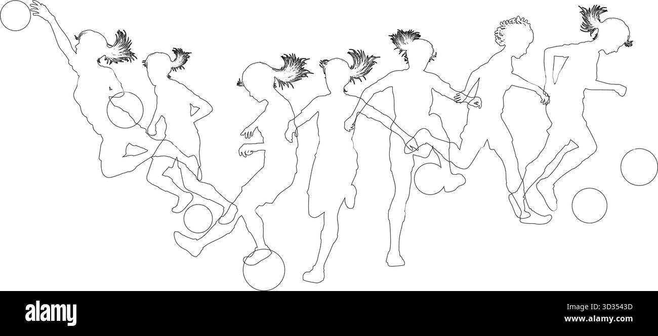 Silhouette per calciatori Illustrazione Vettoriale