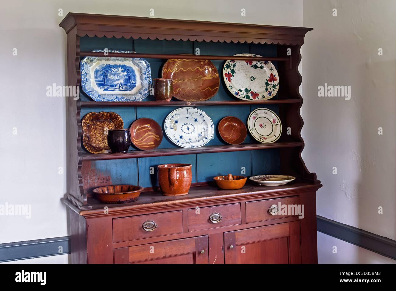 Sala da pranzo. Landis Valley Village & Farm Museum in Pennsylvania, Stati Uniti Foto Stock