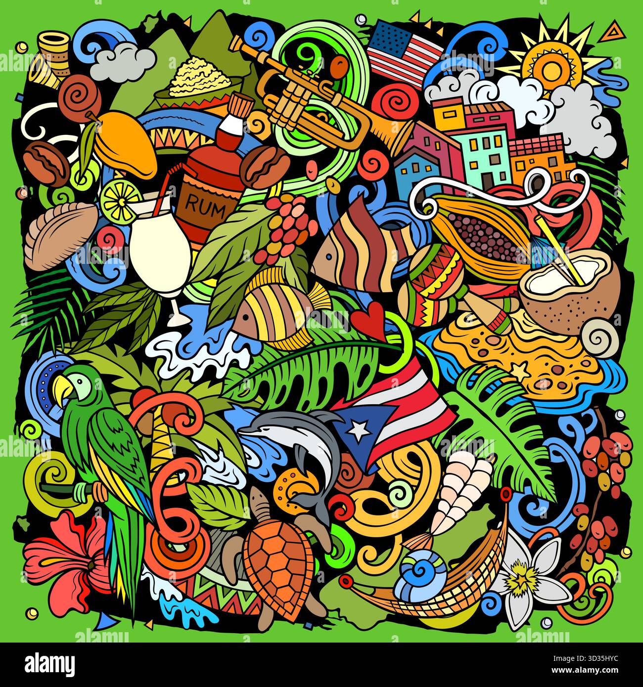 Illustrazione dei cartoni animati di Porto Rico Illustrazione Vettoriale