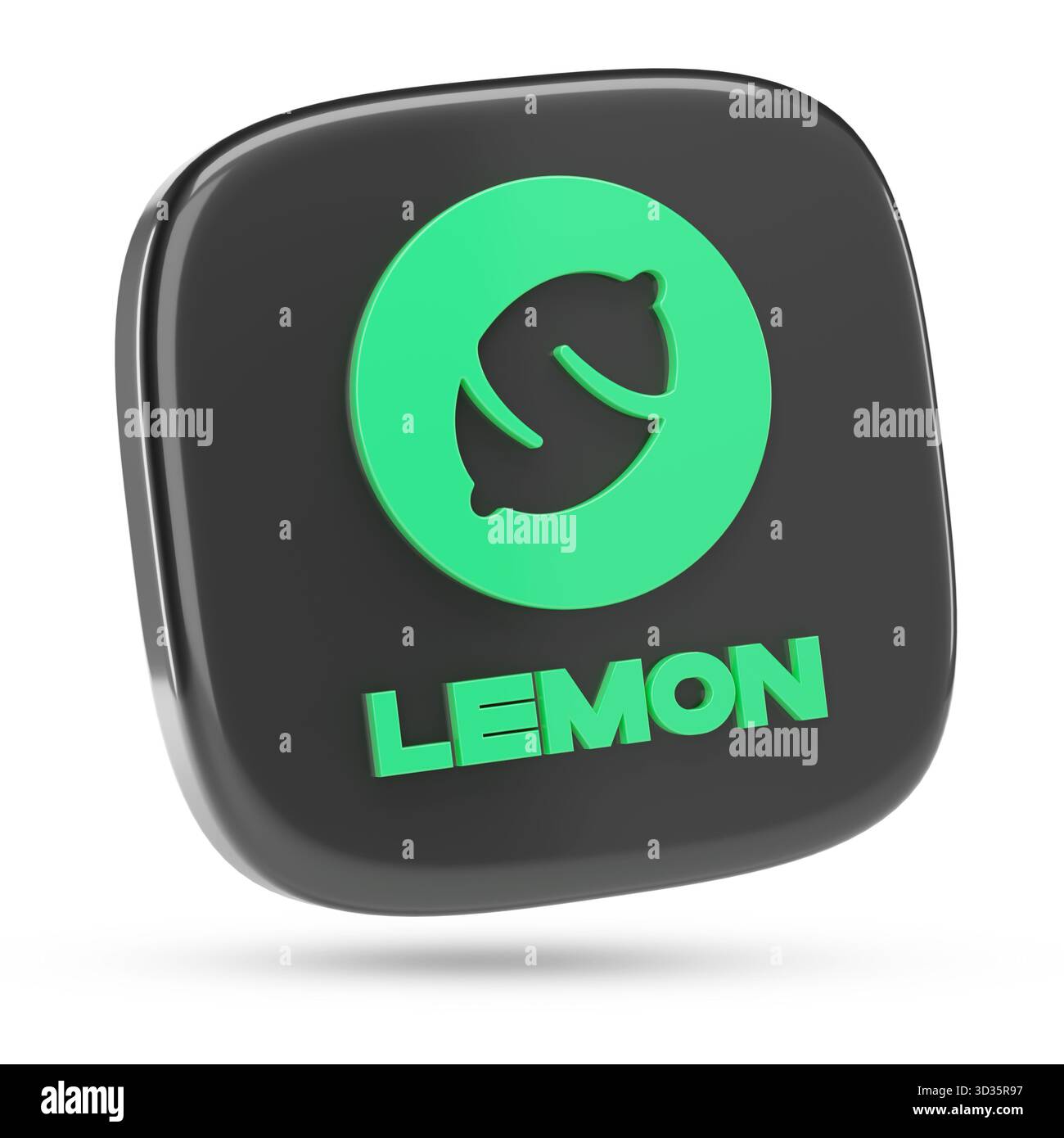 Buenos Aires, Argentina; 2 novembre 2025: Logo di limone tridimensionale isolato su sfondo. illustrazione 3d. Foto Stock