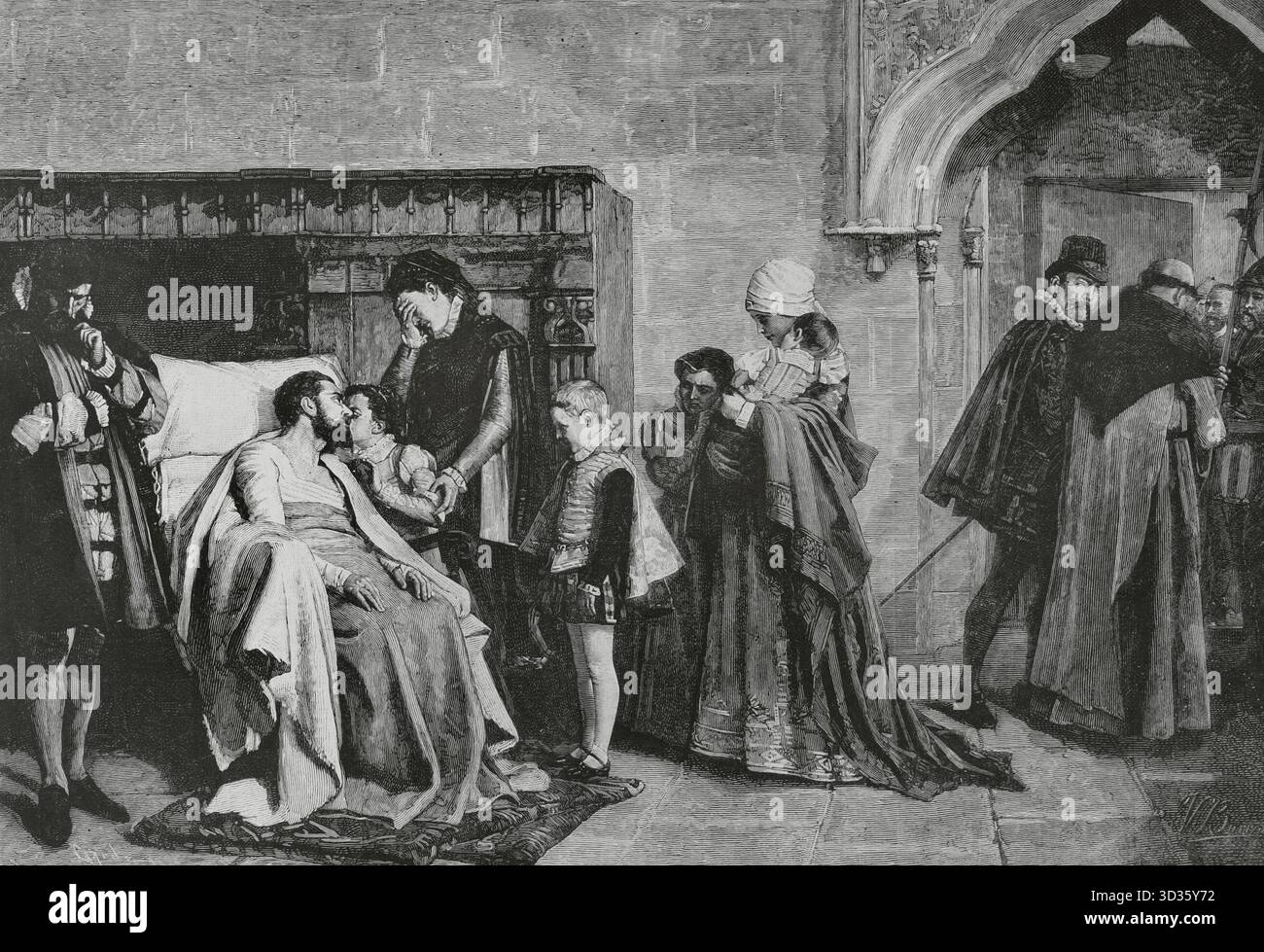 Antonio Perez del Hierro (1540-1611). Consigliere di Stato e segretario della camera di re Filippo II di Spagna. Antonio Perez riceve la sua famiglia A. Foto Stock