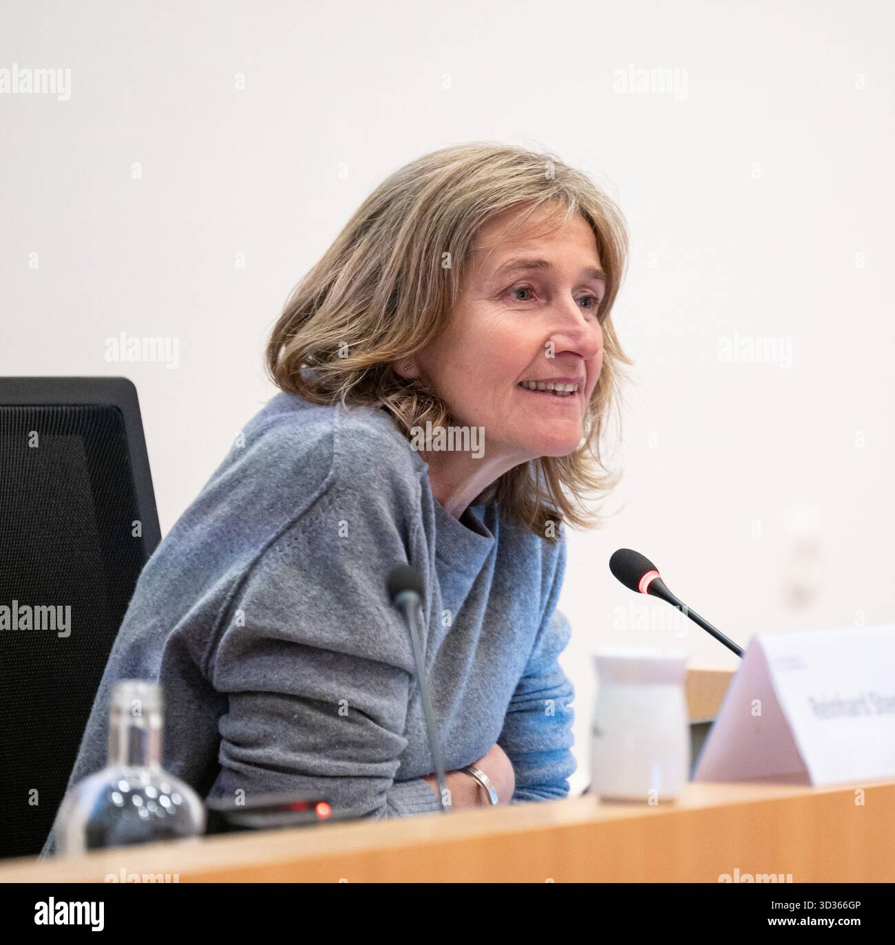 Anne Defossez, directrice du Centre d’Appui aux Services de médiation de dettes de la Région de Bruxelles-capitale partecipa alla sessione del Comitato K0 Foto Stock