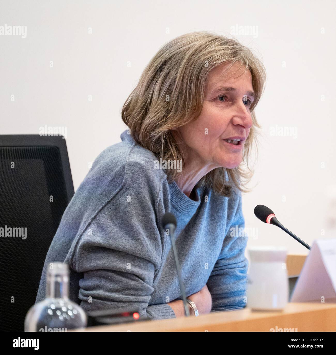 Anne Defossez, directrice du Centre d’Appui aux Services de médiation de dettes de la Région de Bruxelles-capitale partecipa alla sessione del Comitato K0 Foto Stock