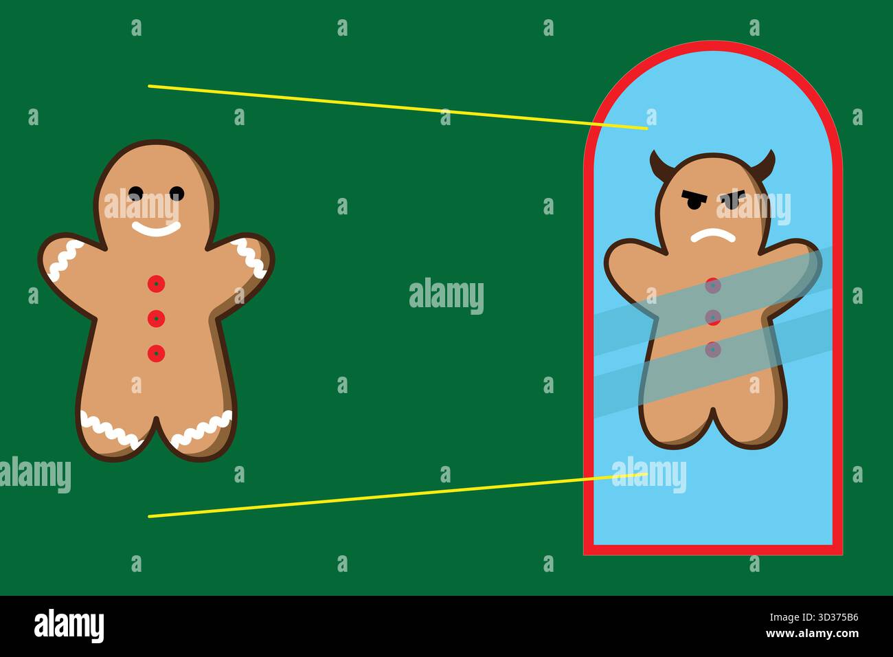 Dolci biscotti a tema natalizio con volti sorridenti e sfondo festivo Illustrazione Vettoriale