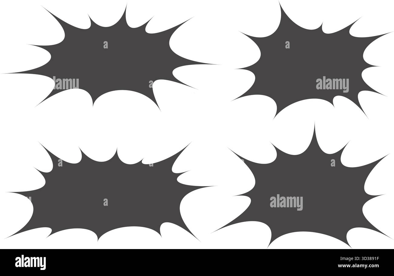 Cornice a fumetti per il testo. Cartoon box per dialogare e chattare con effetto esplosivo. Fumetti anime e manga per messaggi e vendite in bianco Illustrazione Vettoriale