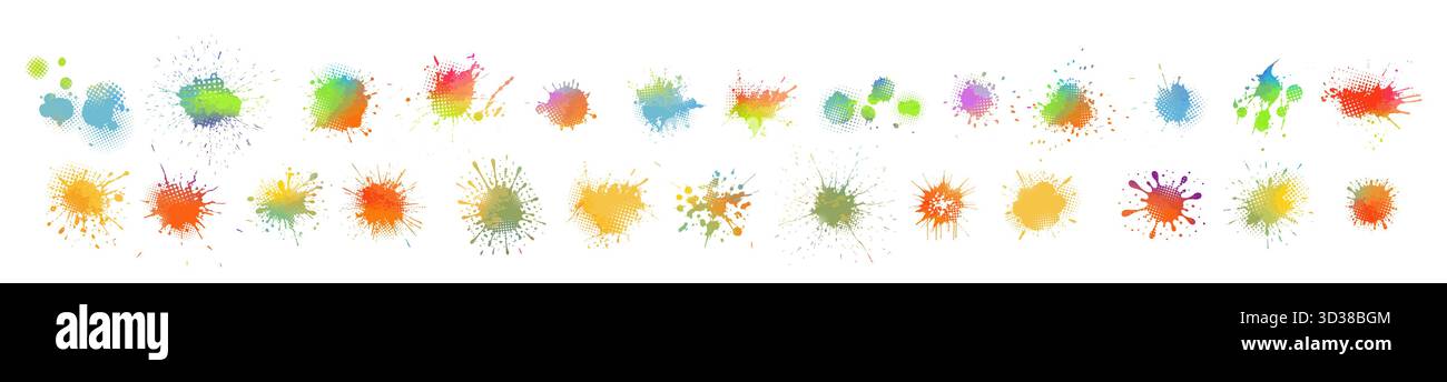 Colorato acquerello pastello spruzzi, vernice blot. Disegnato a mano. Non ai, illustrazione vettoriale. Illustrazione Vettoriale