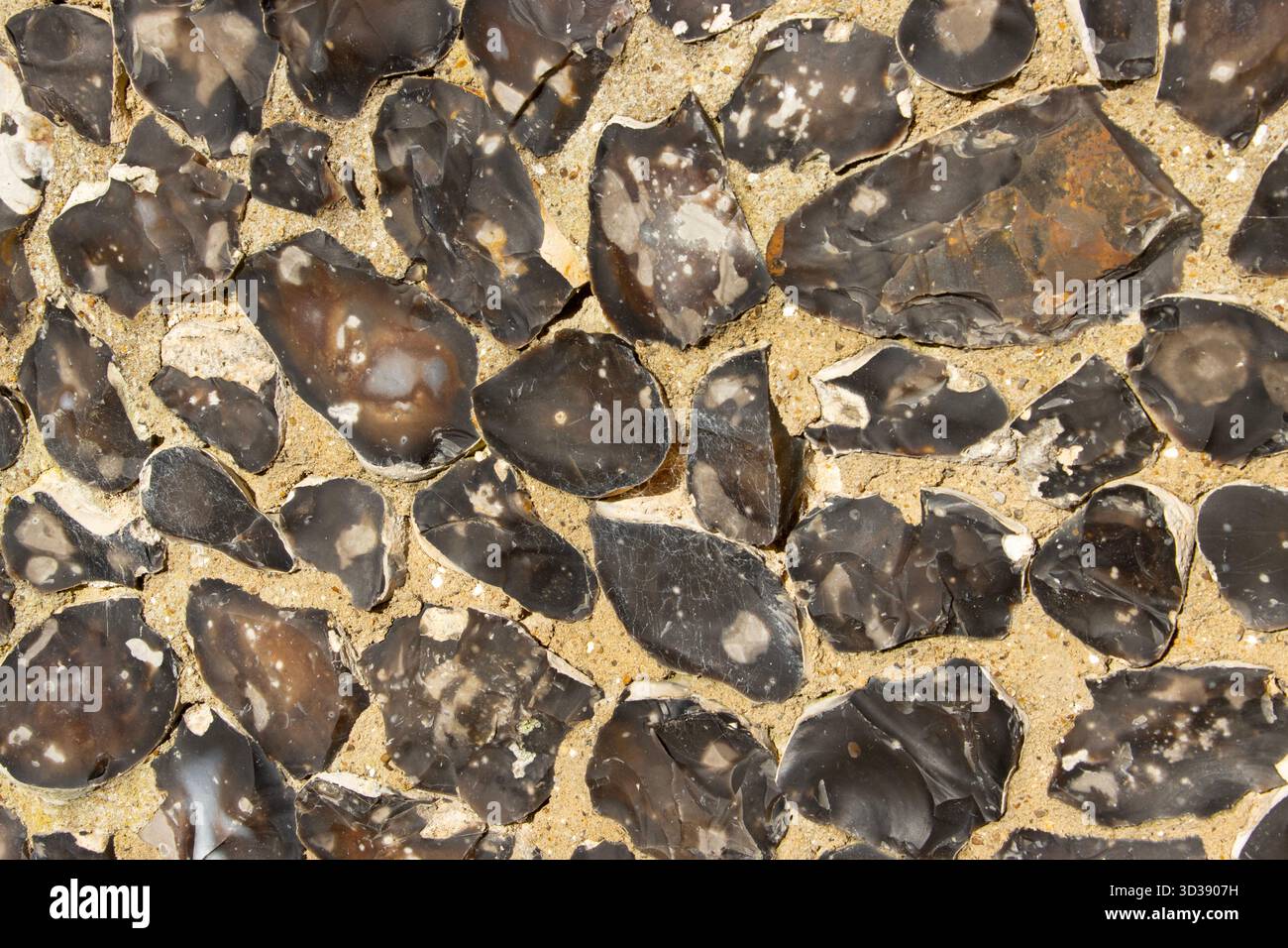 Nelle contee meridionali del Regno Unito i noduli di Flint e chert sono spesso usati come materiale da costruzione. Questi noduli di silice sono resistenti agli agenti atmosferici Foto Stock