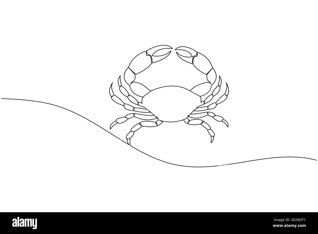 Disegno su una linea di granchio illustrazione di animali marini minimali per il design di arte marina Illustrazione Vettoriale