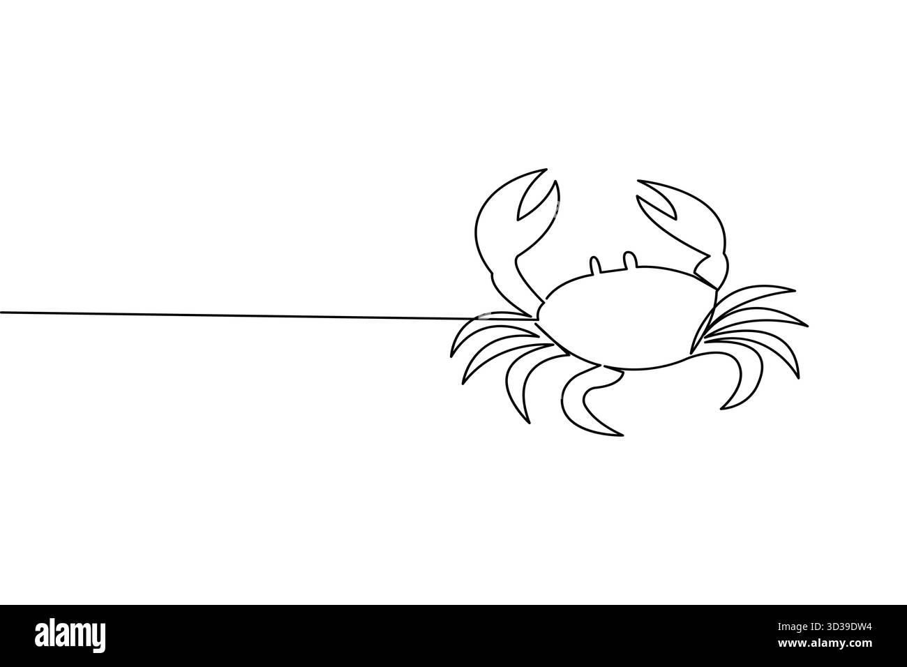 Disegno su una linea di granchio illustrazione di animali marini minimali per il design di arte marina Illustrazione Vettoriale