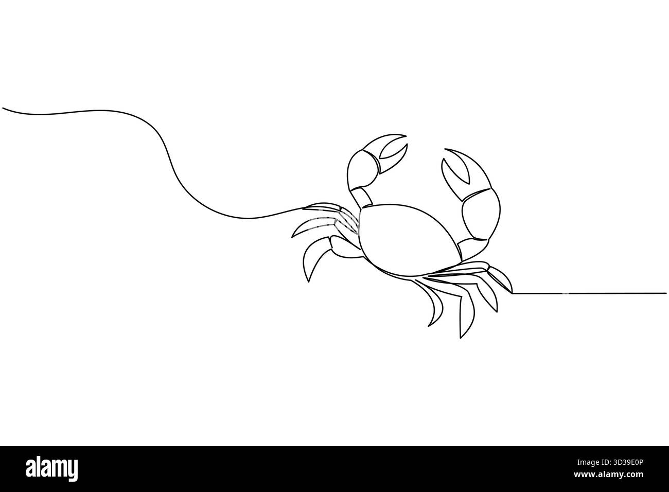 Disegno su una linea di granchio illustrazione di animali marini minimali per il design di arte marina Illustrazione Vettoriale