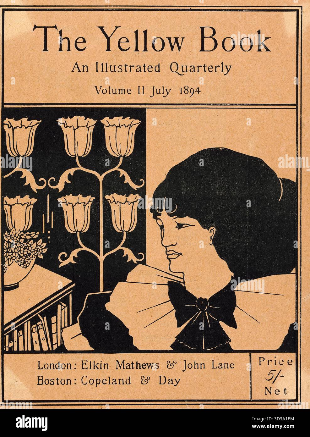 Aubrey Beardsley, copertina di The Yellow Book, an Illustrated Quarterly, (volume II, luglio 1894), illustrazione in line block print, 1894 Foto Stock