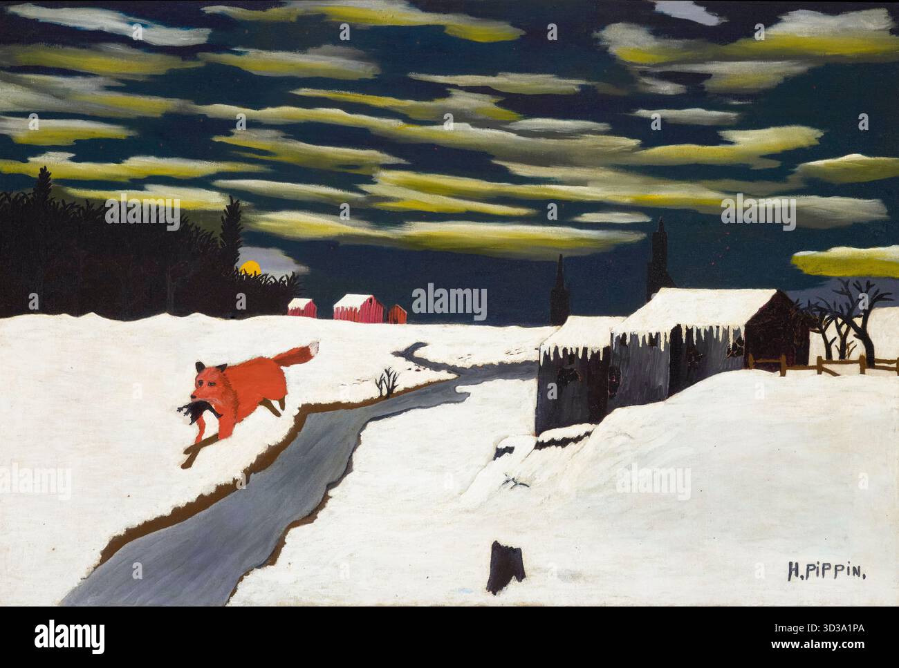 Horace Pippin, The Getaway, (Fox), pittura a olio su tela, 1939 Foto Stock