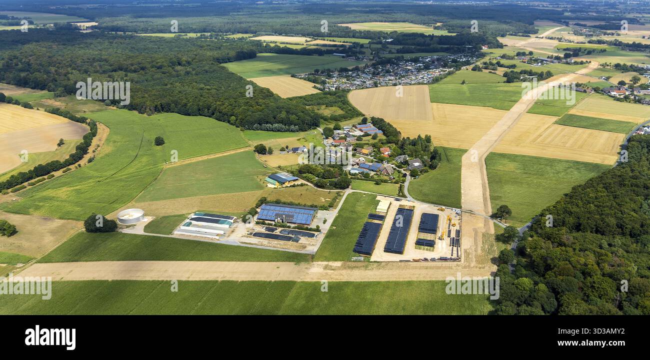 Vista aerea, cantiere di gasdotti Kamp-Lintfort, Zeelink, Kamperbrueck, Niederkamp, Kamp-Lintfort, regione della Ruhr, Renania settentrionale-Vestfalia, Germ Foto Stock