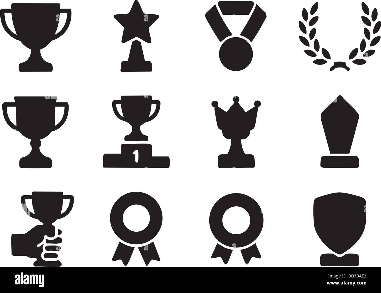 Collezione di icone dei trofei silhouette per concetti di conquista e vittoria Illustrazione Vettoriale