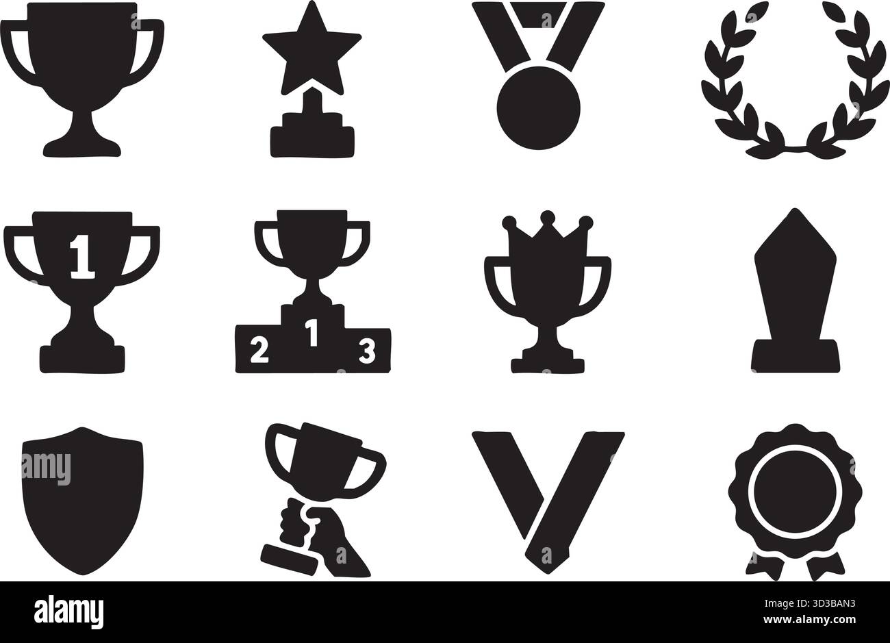 Collezione di icone dei trofei silhouette per concetti di conquista e vittoria Illustrazione Vettoriale