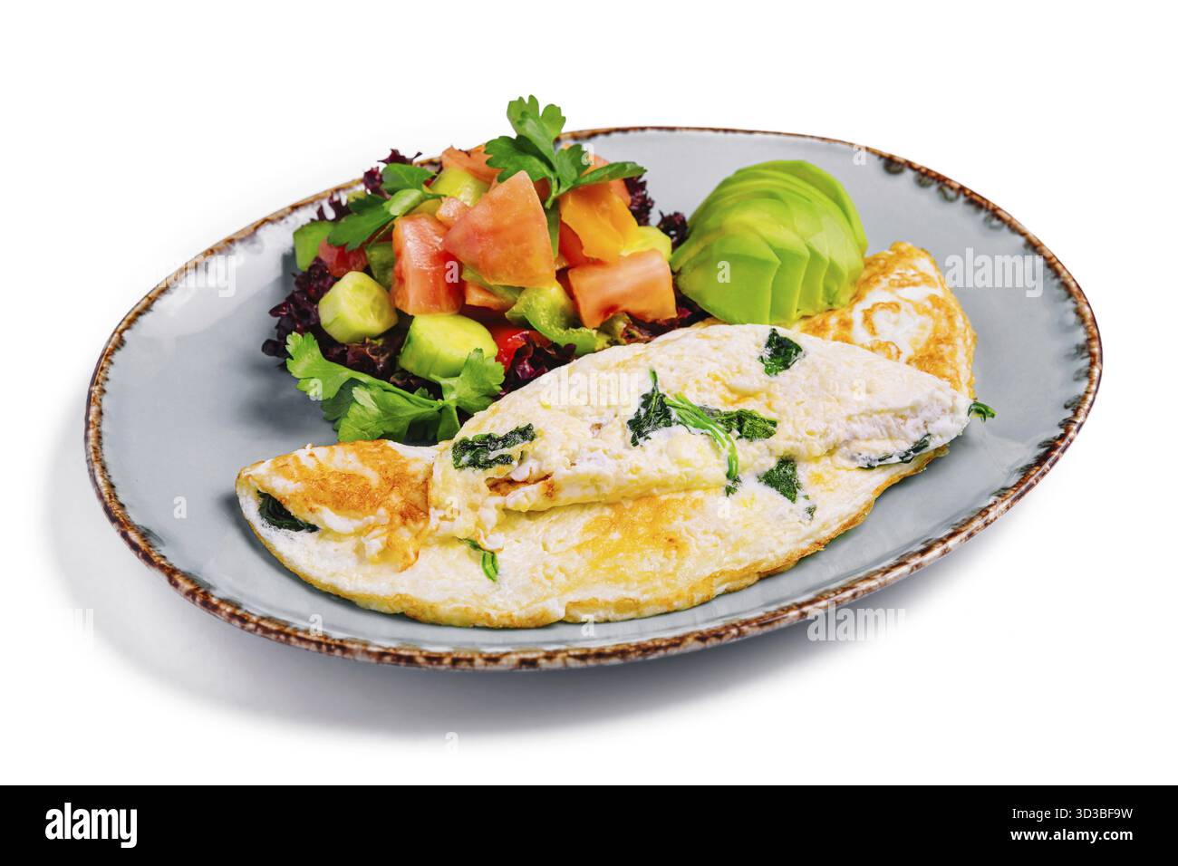 Cibo, omelette ripiene di verdure sul piatto Foto Stock