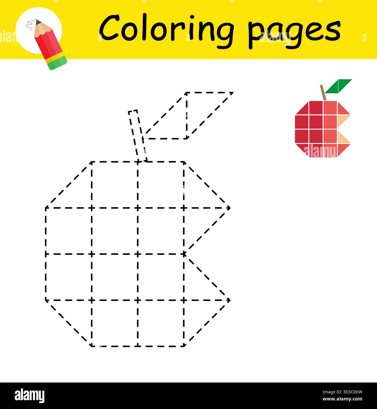 Giochi educativi per bambini. Traccia e colore. Illustrazione Vettoriale