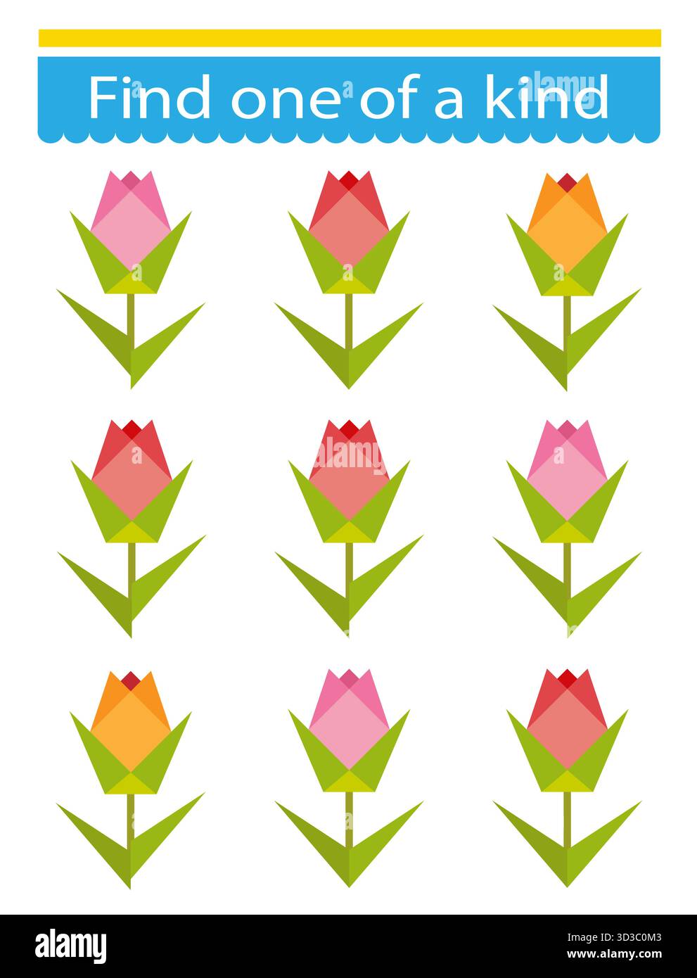 Giochi educativi per bambini. Trovatene uno unico. Illustrazione Vettoriale