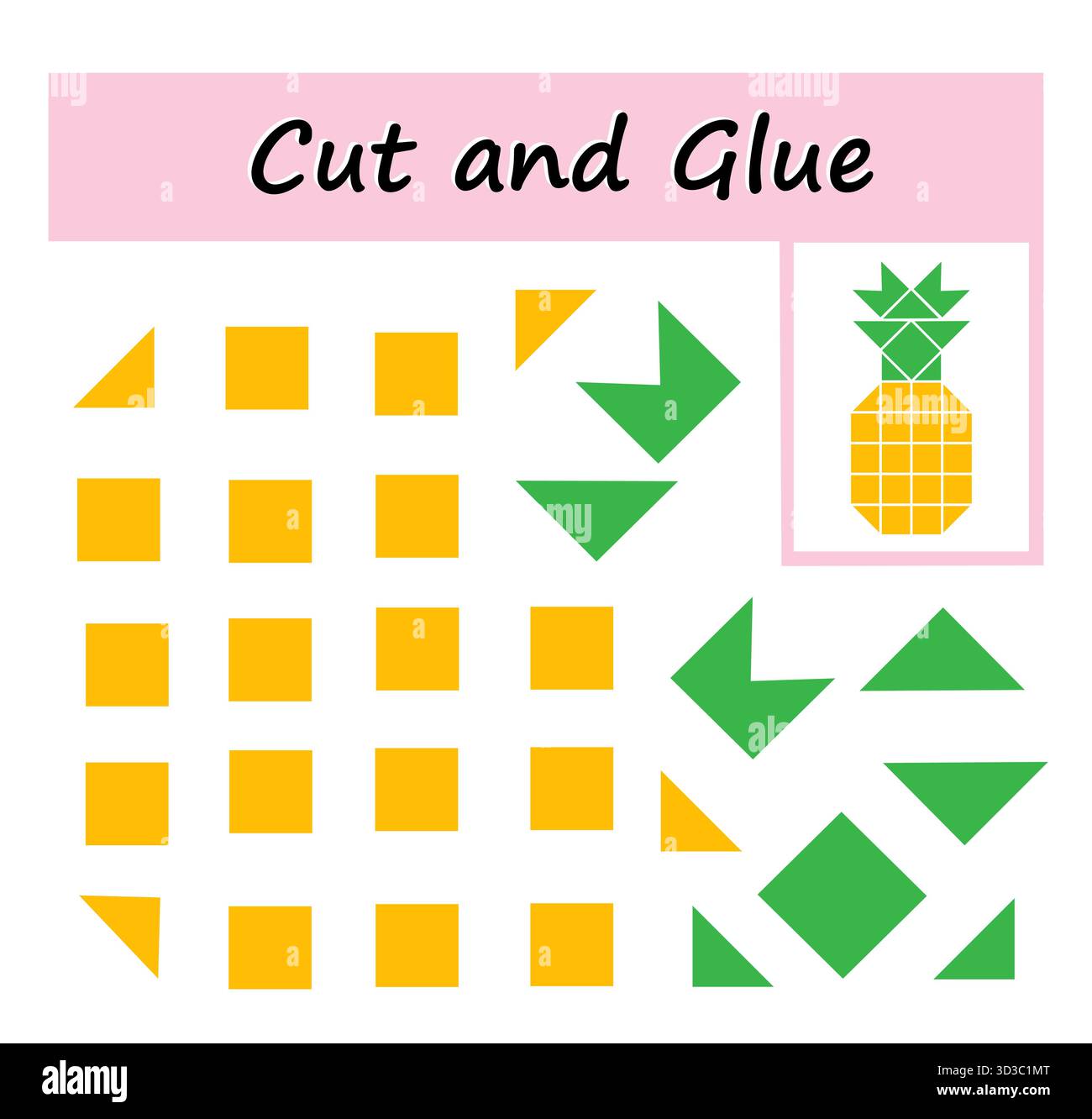 Giochi educativi per bambini. Tagliare e incollare. Illustrazione Vettoriale