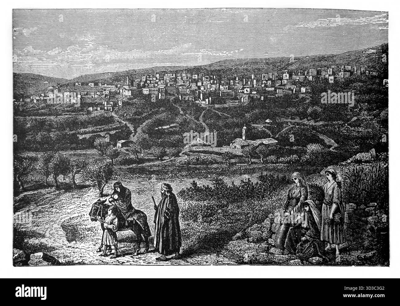 Illustrazione di Betlemme luogo di nascita di Gesù Cristo dall'edizione 1890 di The Beautiful Story Golden Gems of Religious Thought di J.W.Buel Foto Stock