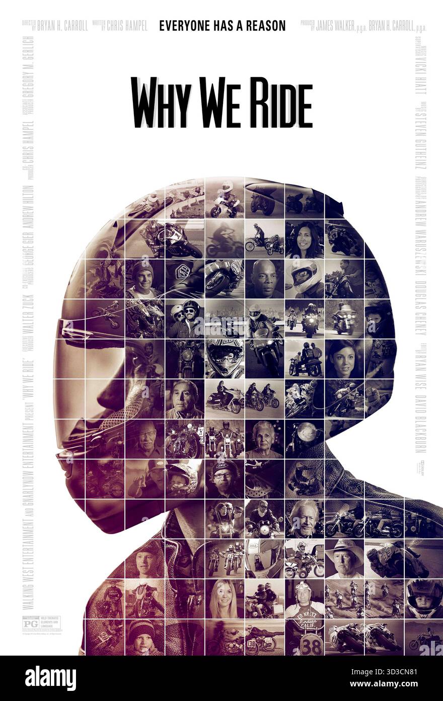 Why We Ride (2013) diretto da Bryan H. Carroll e interpretato da Jim Adams, Ernie Alexander e Troy Ansley. Un documentario che esplora la passione e la cultura del motociclismo attraverso generazioni e comunità. USA SOLO PER USO EDITORIALE DI un foglio di poster. Credito: BFA / Walking West Entertainment Foto Stock