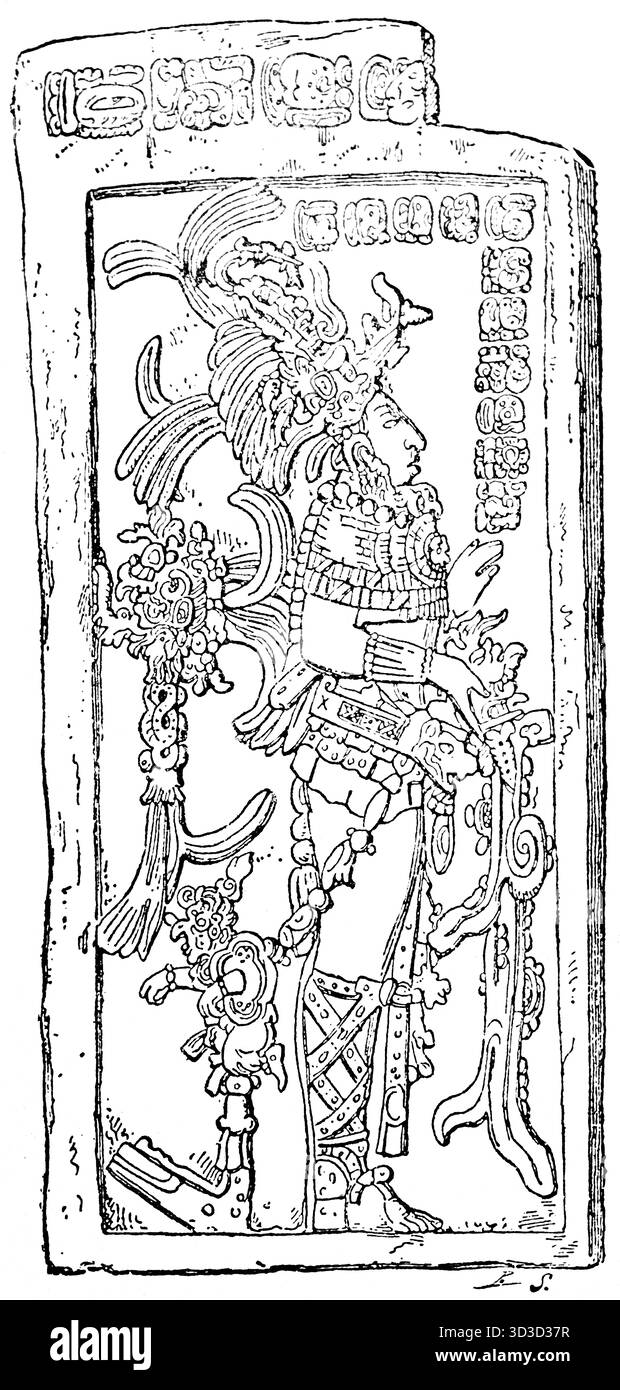 Sculture in un antico tempio inca, Perù, Sud America, illustrazione storica 1900 Foto Stock